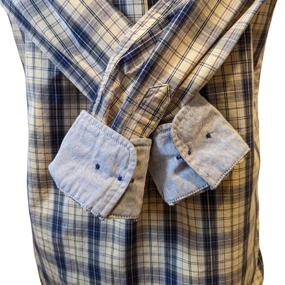 Tommy Hilfiger Blue Plaid Button Down Shirt Small Long Sleeves - Picture 4 of 10